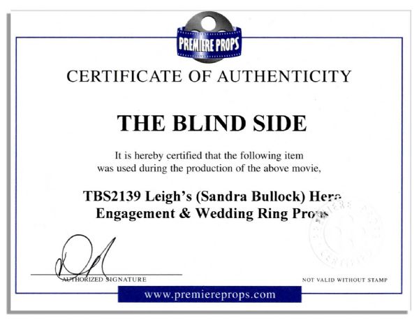 Sandra Bullock Screen-Worn Engagement & Wedding Rings From Oscar Winning ''The Blind Side'' -- The Role That Earned Bullock the Oscar