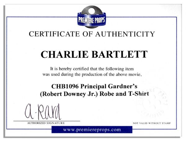 Robert Downey Jr. Screen-Worn Wardrobe From Comedy ''Charlie Bartlett''