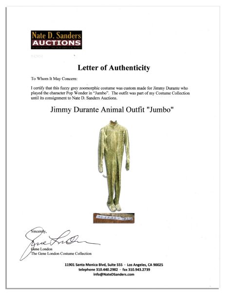 Jimmy Durante Costume From ''Jumbo''