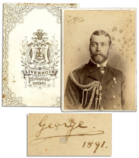 King George V Cabinet Photo Signed as the 26 Year-Old Prince of Wales -- George / 1891