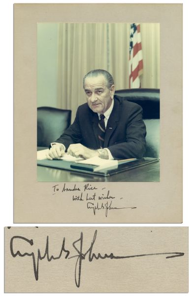 President Lyndon Johnson Signed 11 x 14 Photo Display