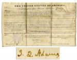 John Quincy Adams Illinois Land Grant Signed as President in 1825