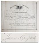James Garfield Document Signed as President -- Very Rare as Garfields Presidency Lasted Only 203 Days