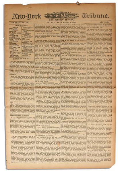 James Garfield Is Elected President -- Coverage in 1880 New York Tribune