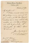 Chester A. Arthur Letter Signed -- Written to the Secretary of War While Arthur Was Collector of Customs for the Port of New York -- 7 October 1873