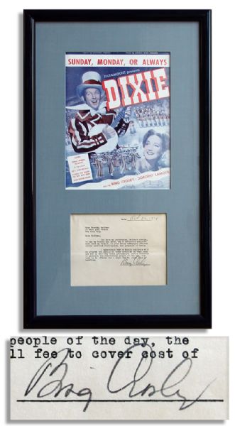 Bing Crosby Letter Signed -- Crosby Lets a Newspaper Use His Doodle so Readers ''...can see in what way their personality traits resemble or parallel the outstanding people of the day...''