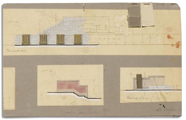 ''Ben-Hur'' Original Set Design Artwork -- For the Temple Featured in the 1959 Epic Film