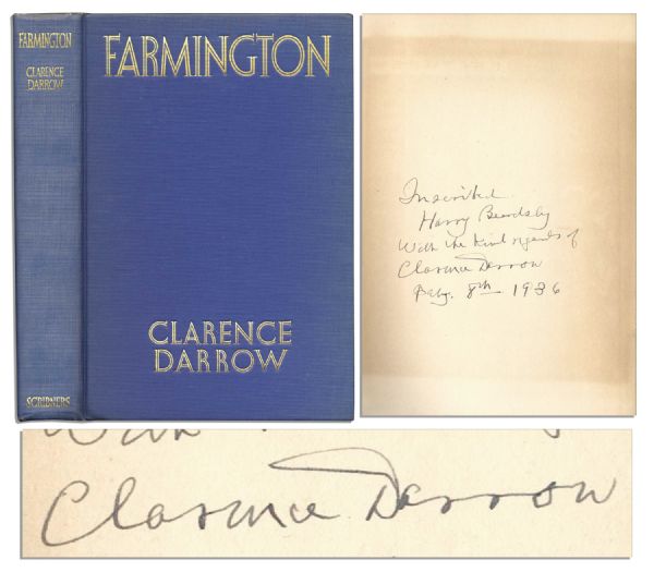 Clarence Darrow Signed Autobiography & Letter Signed -- ...being a man of leisure means laziness...and I let the little things of life keep me busier than ever the bigger ones did...