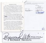 Ray Mancini Contract Signed From The Tragic Ray Mancini/Duk-Koo Kim Fight