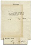 Eugene ONeill Typed Letter Signed -- ...Im not much on sentiments...