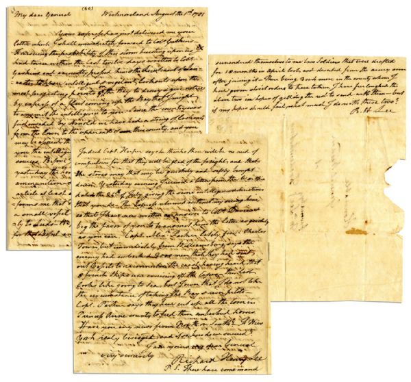 Richard Henry Lee Autograph Letter Signed 3 Months Before His State Hosted the Yorktown Surrender -- ...Since the country was first invaded by [Benedict] Arnold we have had a string of lookouts...