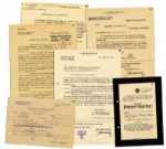 Lot of Six Nazi Documents -- Includes Letters From the Military to Families of Nazi Soldiers Who Died, Including One Who Hanged Himself & Another ...fatally injured by falling from a cliff...