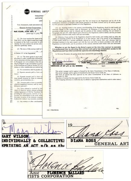 The Supremes 1960s Contract Signed by Diana Ross, Mary Wilson & Florence Ballard