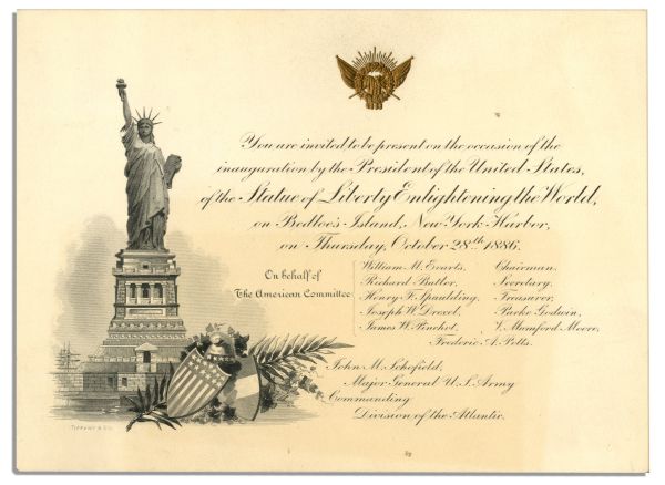 1886 Statue of Liberty Inauguration Ticket, Designed by Tiffany & Co. -- Enlightening The World