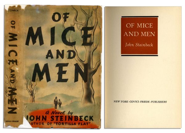 First Edition, First Printing of John Steinbecks Classic Novella Of Mice And Men -- With Unclipped Dustjacket
