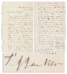 General Stonewall Jackson Autograph Letter Signed -- Scarce Letter Written in 1863, Two Months Before His Death -- ...to ever dwell in the presence of God, where no sin can enter...