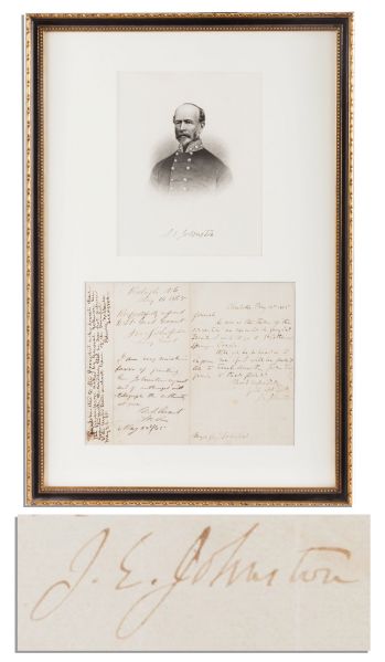 Historically Important Civil War Document Signed by Johnston, Grant & Stanton -- General Johnston Negotiates His Parole Terms After Surrendering His Army & General Grant Agrees, ...I am very much...