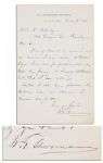 William T. Sherman Autograph Letter Signed -- ...I am willing to State to you...that my family is Strongly Catholic, but that I am not...the public has no claim to question me further...