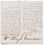 Fantastic Content William Lloyd Garrison Autograph Letter Signed From Reconstruction -- ...it was Mr. Sumners hope and intention to bias the minds of the colored voters of the country...