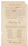 John Hancock 1792 Broadside Regarding Massachusetts -- Signed Twice by John Avery