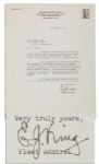 Fleet Admiral Ernest J. King Typed Letter Signed During WWII -- ...The importance of petroleum to the general welfare of our country and to the vital part it plays in warfare is important...