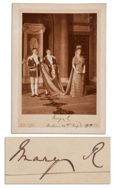 Queen Consort Mary Photograph Signed -- Rare Signed Portrait of King George Vs Wife