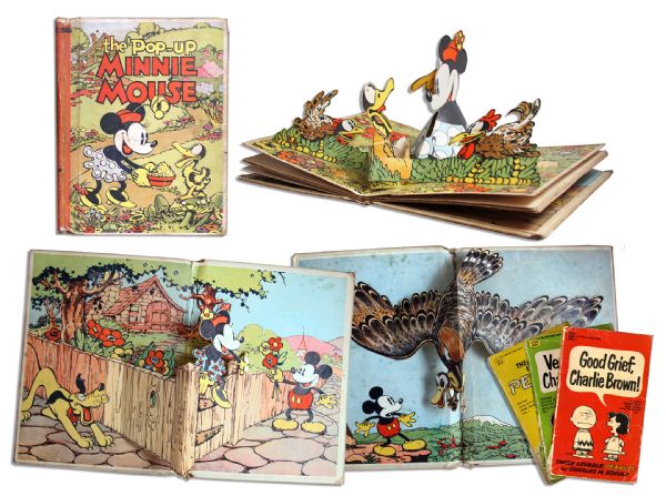 First Edition The Pop-Up Minnie Mouse 1933 Childrens Book -- Plus Three 1960s Charlie Brown Paperbacks 1960s -- Lot of 4