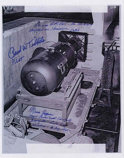 Enola Gay 8 x 10 Signed Photo -- This was Little Boy - the bomb we dropped on Hiroshima