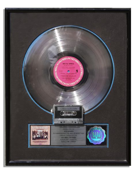 We Are the World Platinum Record RIAA Award -- 1985 Award For The First of Over 3 Million Records Sold, Presented to the Benefits Visionary Creator