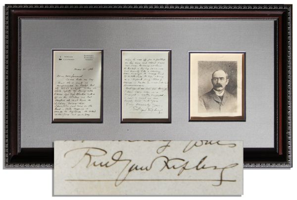 Rudyard Kipling 1906 Autograph Letter Signed -- ...when he was off for a gallop on his own...he looked...not exactly like a cowboy seen through the wrong end of a telescope...