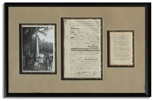 Zane Grey Handwritten Manuscript Page From His 1910 Western Novel Heritage of the Desert -- ...The sight of it flashed into the gulf of Hares mind like a meteor into black night...