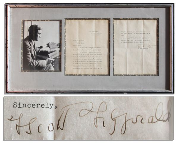 Incredible F. Scott Fitzgerald Typed Letter Signed on His Top 3 Influences as a Writer -- ...my father...read an utterly imitative Sherlock Holmes story of mine and pretended to like it...