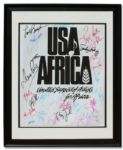 Historic USA For Africa Poster Signed by 25 Musical Artists From the 1985 Charity Single We Are The World -- Including Michael Jackson, Stevie Wonder, Dionne Warwick, Bruce Springsteen