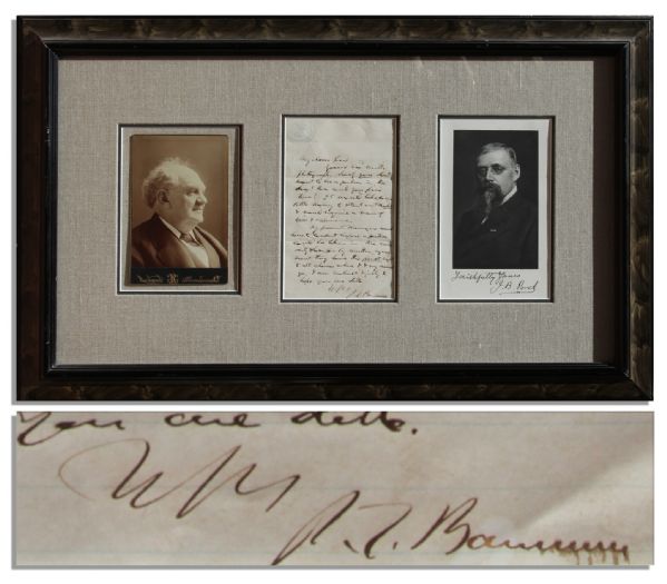 P.T. Barnum Autograph Letter Signed to His Manager Major J.B. Pond -- ...Surely you dont want to be a partner in the show! How could you find time? It would take some little money...