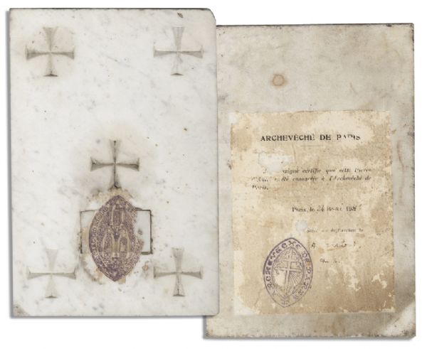 Stone Tablet From the Cathedral of Notre Dame -- Consecreated to the Archbishop of Paris, Emmanuel Cardinal Suhard -- Suhard Was Disgraced for His Support of the Vichy Regime During WWII