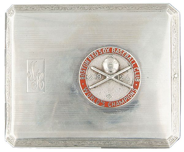 Incredibly Rare Boston Red Sox Medallion Applied to a Silver Cigarette Case -- From Their World Championship in 1912