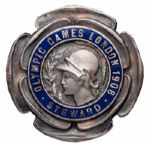 1908 London Olympic Games Stewards Badge -- From the Longest-Ever Modern Olympic Games Lasting 6+ Months