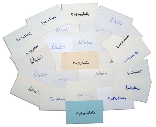 Carl Hubbell Lot of 26 Separate Signed Cards