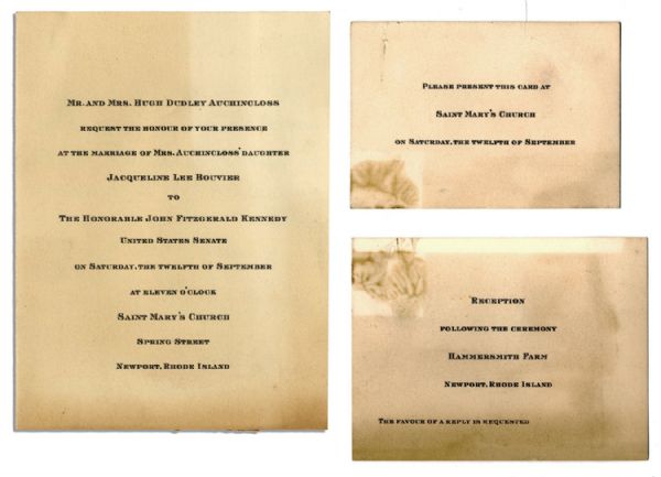 Invitation to John F. Kennedy & Jacqueline Bouvier's Wedding -- Scarce