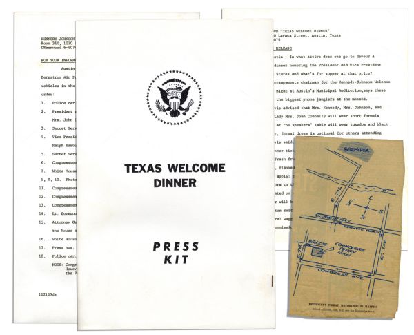 Complete Press Package for the JFK Texas Welcome Dinner -- Planned for the Night of his Assassination