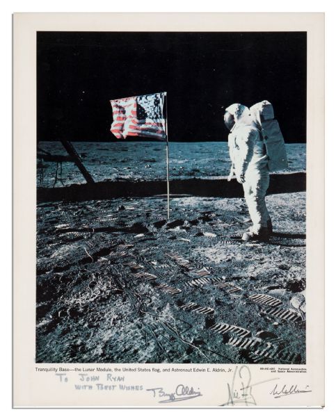 Stunning 11 x 14 Photo Signed by the Apollo 11 Crew -- Neil Armstrong, Buzz Aldrin & Michael Collins