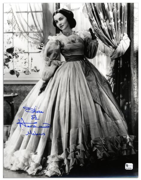 Olivia de Havilland Signed 11'' x 14'' ''Gone With The Wind'' Photo -- Fine
