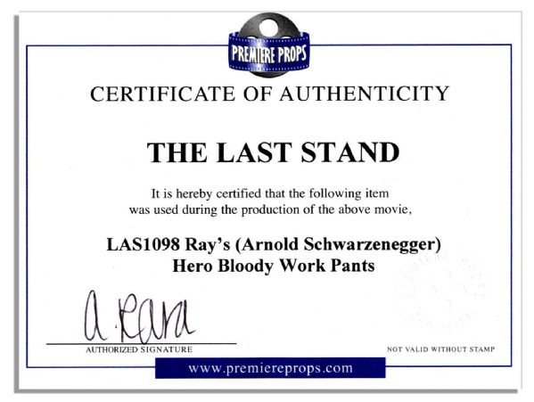 Arnold Schwarzenegger Bloodied Screen-Worn Pants From ''The Last Stand''