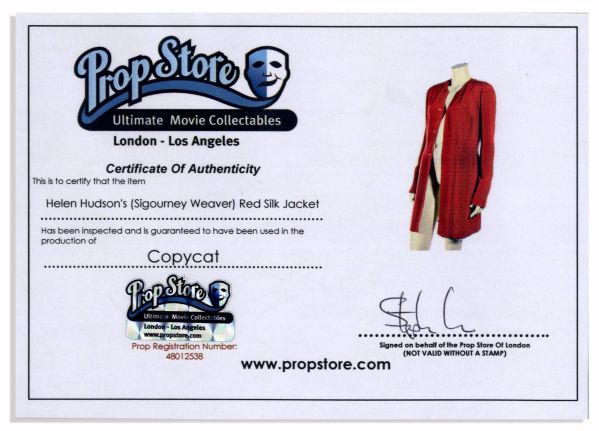 Sigourney Weaver Red Silk Jacket From Crime Thriller ''Copycat''