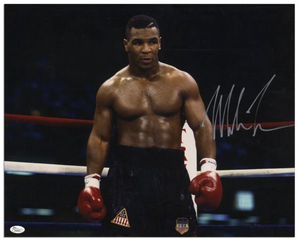 Mike Tyson Signed Photo Poster -- 20'' x 16'' -- With JSA LOA