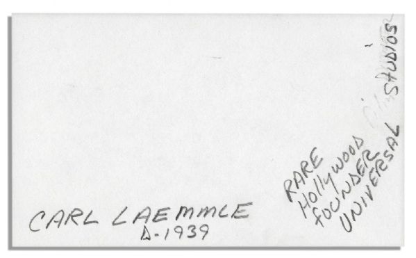 Universal Studios Founder Carl Laemmle's Signature