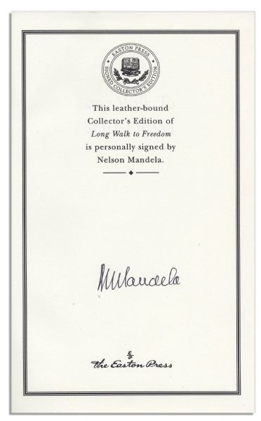 Nelson Mandela Signed Luxury Easton Press First Edition of His Celebrated Autobiography ''Long Walk to Freedom''
