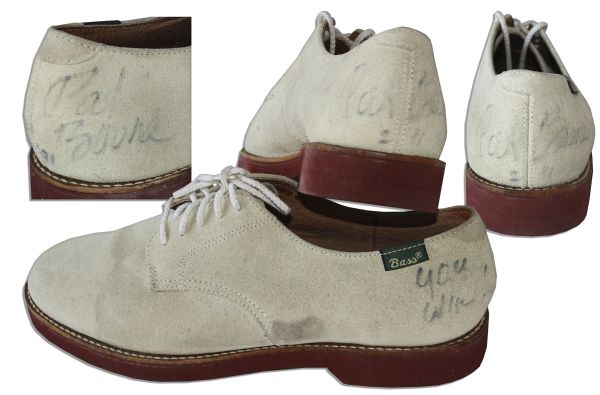 Pat Boone Signed White Shoes -- Signed ''Pat Boone'' on Both Shoes