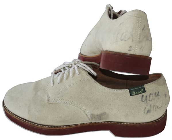 Pat Boone Signed White Shoes -- Signed ''Pat Boone'' on Both Shoes