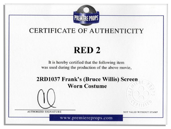 Bruce Willis Screen-Worn Hero Wardrobe From Red 2 -- Luxurious Navy Blue Cashmere & Wool Coat by Canali